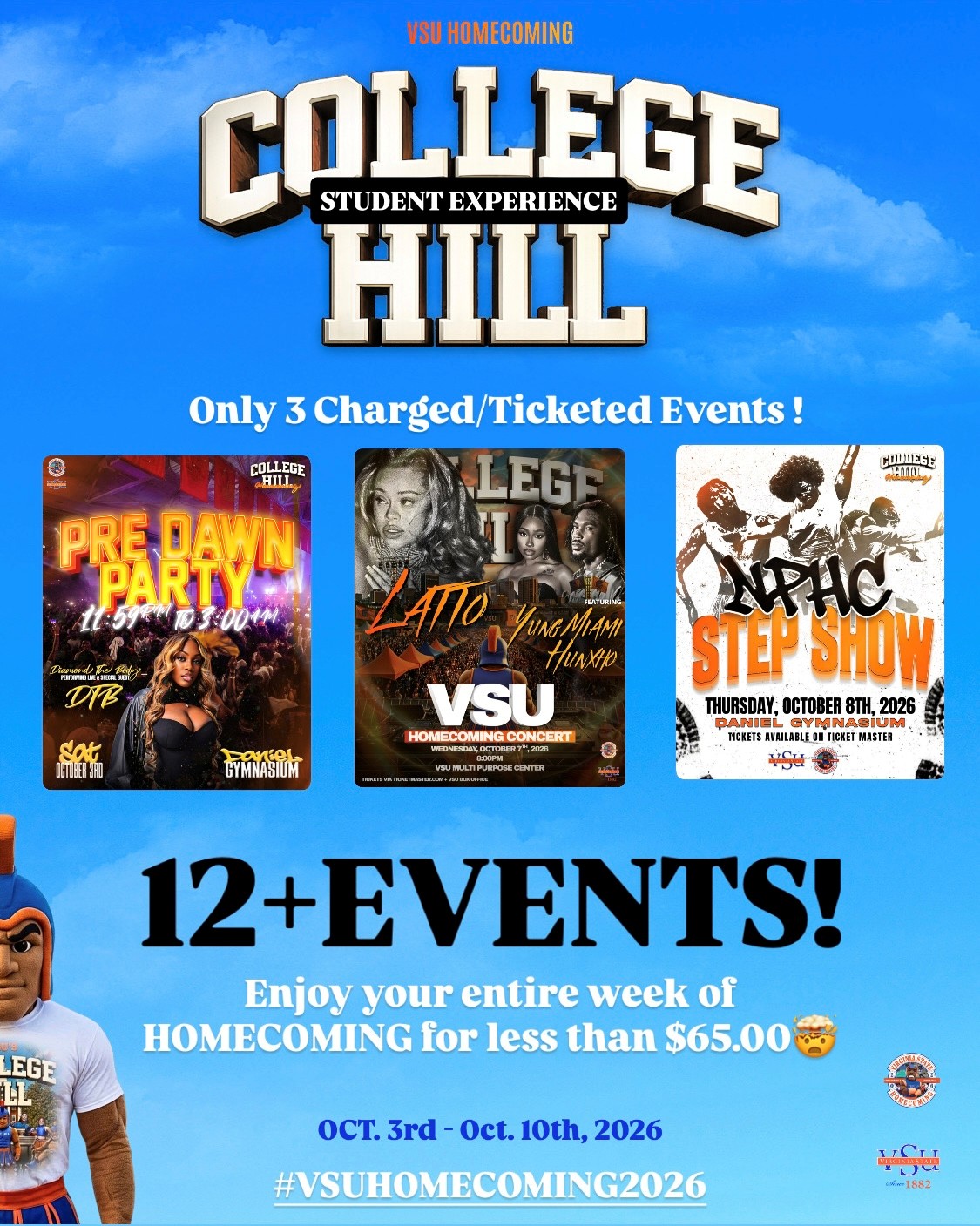 Link to Homecoming Schedule page with 12+ Events